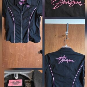 Harley-Davidson Black Shirt with Pink Embroidery
